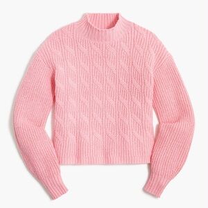 Jcrew Cozy Cable Knit Mock Neck Sweater - Pink